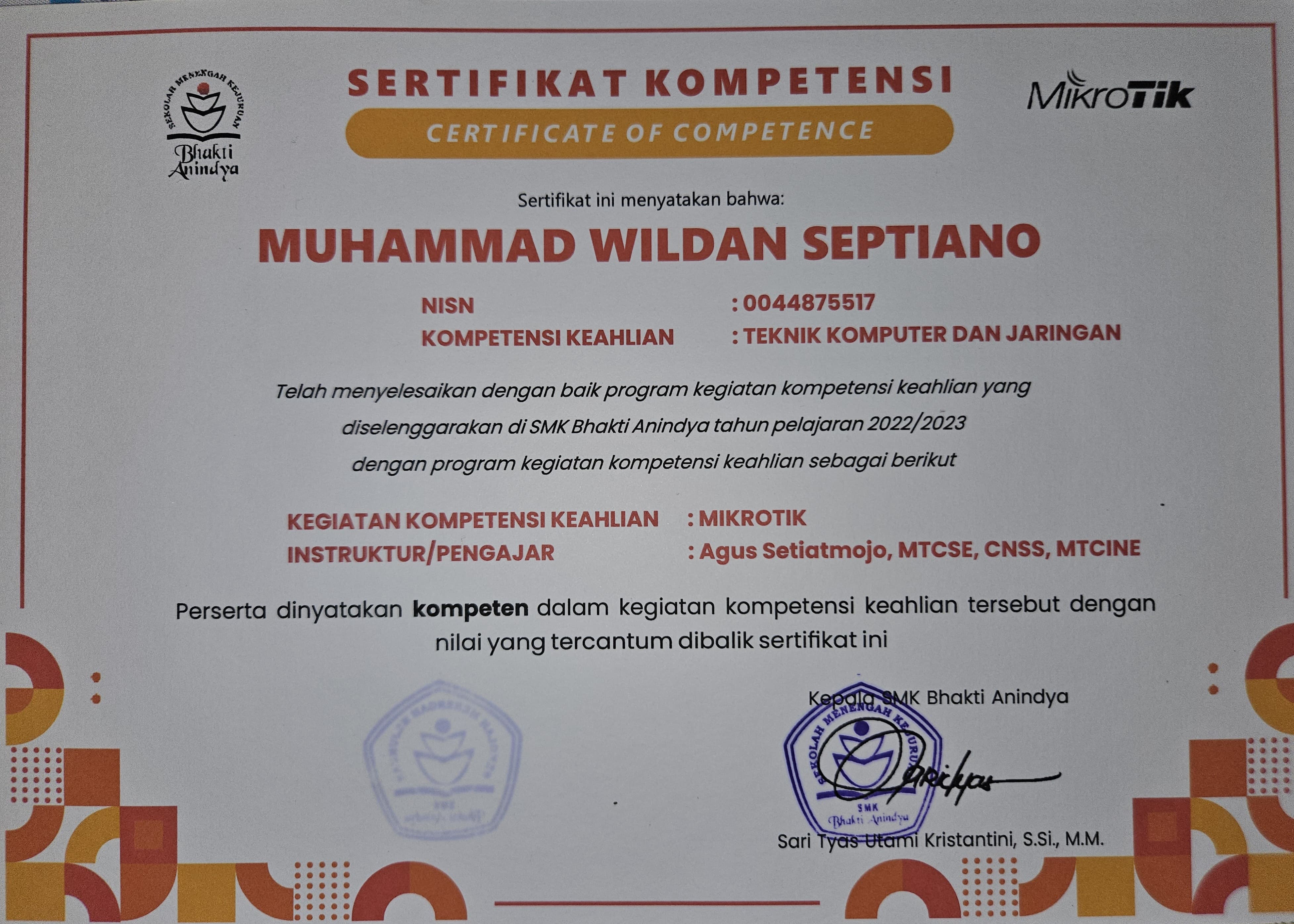 Sertifikat Eskul Mikrotik